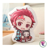 Bantal Plush Print Tanjiro Demon Slayer Kimetsu No Yaiba Plushie Kawaii Cute Bedside sofa pillow 40c