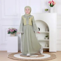 Dungdungkids Gamis Anak Outer Fukuro Jacquard Ceruty Mix Tile Variasi Payet Free Jilbab 3 - 14 Tahun