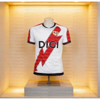 Rayo Vallecano home team jersey for kids and adults (seasons 2025/26). Y2K streetwear-style T-shirt,