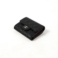 Dompet CHANEL CLASSIC CAVIAR LEATHER BLACK FLAP TRIFOLD WALLET 100% ORIGINAL 10X8CM