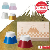 【YS-MART】日本製_富士山清酒杯組合 日本製瓷器禮盒(清酒杯 茶杯 對杯)