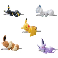 Pokemon Pikachu Pocket Monster USB Cable Bites Figures Eevee Data Cable Protective Cover Earphone Kawaii Cartoon Animals Gifts