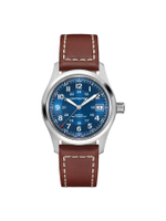 นาฬิกาข้อมือผู้ชาย Khaki Field Auto 38mm รุ่น H70455540 สีน้ำเงิน - หนัง