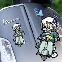 Skull Sticker Skeleton Knight Motorcycle Reflective Front Decal Scootor Fender Stickers