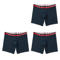 【Tommy Hilfiger】男內褲 三件組 長版貼身內褲 盒裝 深藍色(美國進口 柔軟 舒適)