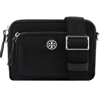 【TORY BURCH】專櫃款黑色前口袋小款尼龍斜背包