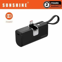 陽光 - PD20W QC3.0 快充5000mAh 三合一迷你流動電源(黑色) USB-C+Lightning #充電寶 #尿袋 #行動電源 #移動電源 適用於iPhone17 EBHKE-BK