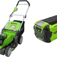 40V 17 inch Cordless Lawn Mower Tool Only MO40B01 &amp; 40V 2.0Ah Lithium-Ion Battery (Genuine Greenworks Battery)