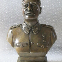 30CM 12"Western Art Bronze Copper sculpture Joseph Stalin Bust Statue