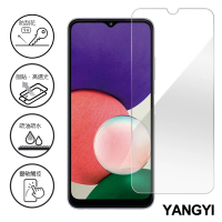 【YANG YI 揚邑】買一送一 SAMSUNG Galaxy A22 5G 鋼化玻璃膜9H防爆抗刮防眩保護貼(A22)