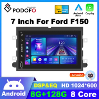 Podofo 2din Android Car Radio For Ford Focus F150 F250 Escape Explore Edge Montego Carplay autoradio GPS Navigation Bluetooth