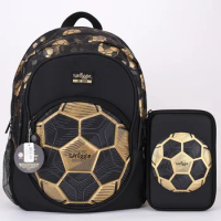 New Australian Smiggle Gold Football 18th Anniversary Children'S Students Lightweight Large Capacity Backpack Water Cup Pen Bag