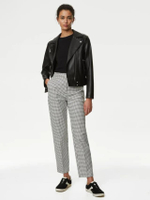 กางเกงขายาวผู้หญิง ทรงสลิมฟิต ผ้าคอตตอน Geometric Ankle Grazer สี Black Mix