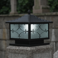 不銹鋼柱頭燈戶外防水防銹太陽能燈柱頭燈圍墻燈方形燈質保十年