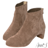 Ann’S完美版型-防水絨布扁跟圓頭短靴5cm-可可(版型偏小)