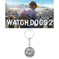 Hot Game Watch Dogs 2 Trendy Fashion Round Hangtags Pendant Alloy Punk Key Chain For Unisex Fans Cosplay Souvenir Gifts Keyring