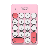 ส่งฟรี. ANITECH คีย์บอร์ดตัวเลขไร้สาย รุ่น N186 สีชมพู-ขาว