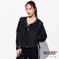 Mollifix 瑪莉菲絲 斗篷式防潑水連帽外套 (黑) 暢貨出清、保暖、防風、羽絨外套