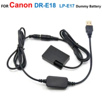 LP-E17 DR-E18 Dummy Battery+USB Charger Power Bank Cable For Canon EOS 750D Kiss X8i R10 760D T6S 77D 800D 850D 250D Rebel SL2