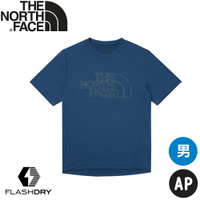 【The North Face 美國 男 透氣排汗短T AP《暗藍》】87VZ/登山/吸濕/排汗/防曬/透氣/短袖T恤