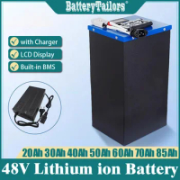 48V 20Ah 30Ah 40Ah 50Ah 60Ah 70Ah 85Ah Lithium Ion Battery 5 For 800W 1000W 1500W 2KW Electric Motorcycle Scooter+Charger