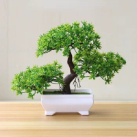 Artificial Plants Bonsai Pine Tree Plastic Fake Tree Pot Decorative Lifelike Simulation Flowers Potted Home Table Garden Decor