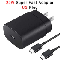 25W USB Type C Charger For Samsung Galaxy Z Flip 5 S22 S21 S20 Note 20 10 A71 A80 S8 S7 Super PD Fast Charging US Plug Adapter