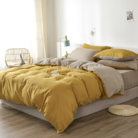 簡約純色床包四件組 單人雙人加大雙人床包四件組 床包組被單組床單組薄被套枕頭套枕套被單4件組素色 奶茶黃