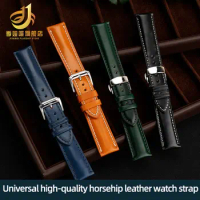 Horseship leather strap for Rolex Aquarius Omega Hippocampus 300 600 IWC watch all through wristband 20mm 22mm