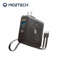 【MOZTECH】萬能充Pro 多功能五合一行動電源 10000mAh_37Wh(具Wh標示)-紳士黑