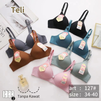 (1 PCS) TELI 127 Bra Busa Tanpa Kawat 2 Kancing Import BH Termurah Wanita Dewasa Kutang Perempuan Ko