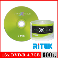 RITEK錸德 16x DVD-R 4.7GB X版/600片裸裝