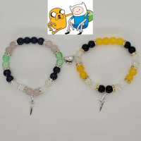 Finn and Jake, set of two matching couple bracelets, Adventure time couple bracelets,