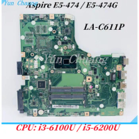 A4WAS LA-C611P Mainboard For Acer Aspire E 14 E5-474 E5-474G P248-M P248 Laptop motherboard With i3-6100U/i5-6200U CPU UMA DDR3L