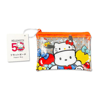 asdfkitty*KITTY 50週年紀念 PVC防水透明收納袋-帕恰狗-迷你化妝包 零錢包 置物袋-日本正版商品