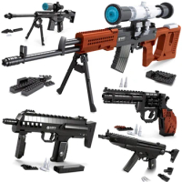 Plastic toy gun Military pistol Assembly model Children's intelligence building block Simulation toys guns children's best gift