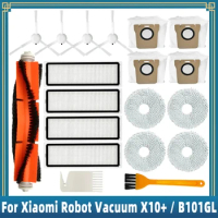 Compatible For Xiaomi Robot Vacuum X10+ / X10 Plus B101GL Spare Parts Accessories Main Side Brush Hepa Filter Dust Bag Mop Cloth