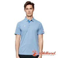 【wildland 荒野】男 POLARTEC雙色抗UV排汗短袖POLO衫『藍灰』P1616