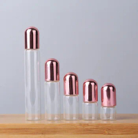 50PCS 1ml 2ml 3ml 5ml Glass Roll On Roller Bottle for Essential Oil Refillable Perfume Bottle Deodorant Containers With Pink Lid