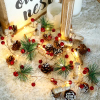 Christmas Pine Cones String Lights 20 LEDs Jingle Bell Fairy Garland for Indoor Outdoor Thanksgiving Xmas Tree Garden Decoration