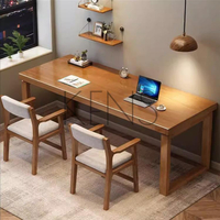電腦桌 電腦臺 雙人實木書桌大板客廳學生學習桌簡約家用電腦桌長條桌會議辦公桌