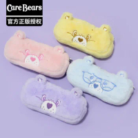 Genuine Cartoon Rainbow Bear Care Bears Plush Embroidered Pencil Case Large Capacity Stationery Box Pencil Case Cosmetic Bag