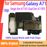 Unlocked Original Motherboard for Samsung Galaxy A71 A715F A715FD Clean IMEI Logic Board Full Chips Mainboard Good Working Plate