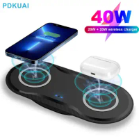 2 in 1 40W Fast Wireless Charger Dual 20W for Samsung S23 iPhone 8 11 12 13 14 15 Pro Max AirPods Pro Wireless Charging Station