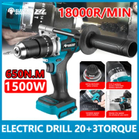 Electric Goddess Brushless Drill 650NM Torque Cordless Impact Drill Electric Screwdriver Power Tool Suitable for Makita 18V