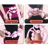[Local Stock]9 Wheels Massage Roller Foam Roller Muscle Relaxer Hand Skinny Leg Massage 5 Roller Lea