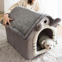 {DLGIFJIE} All Season Dog House Style Bed - Removable Washable Pet Bed for Small Dogs Teddy Winter W