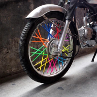 36 Pcs Motorcycle Wheel Spoke Protector Wraps Rims Skin Trim Covers Pipe For Motocross Bicycle Bike Cool Accessories 12 Colors