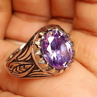 Cincin batu purple lavender cutting dim 12x10 AD ring cakar terompah dikirim sesuai foto / cincin am