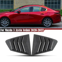 Window Louvers For Mazda 3 Axela Sedan 2020 2021 2022 Black / Carbon Fiber Look Rear Side Window Scoop Visor Cover Car Styling